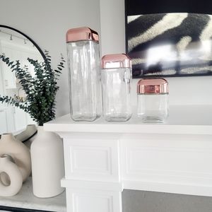 Copper Top Glass Canister Set of 3